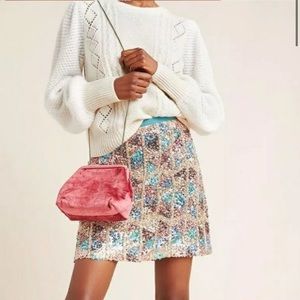 Anthropologie Maeve Zig-Zag Sequined Mini Skirt NEW NWT